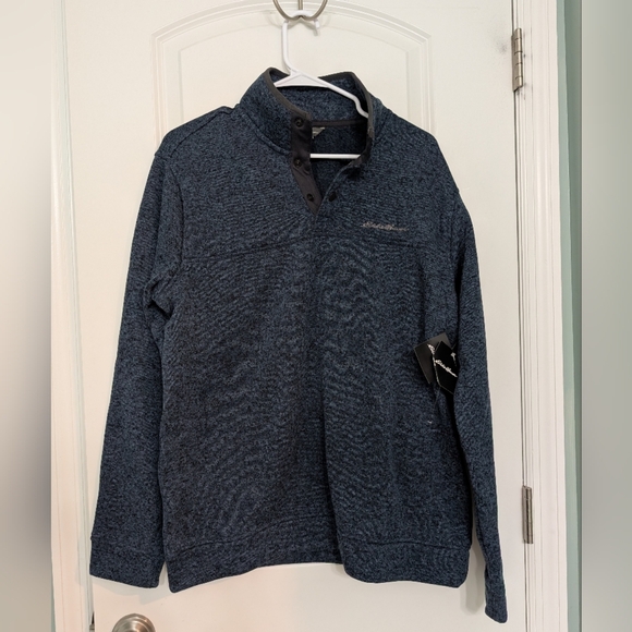 Eddie Bauer Other - NWT Eddie Bauer, Radiator Fleece Pullover, Quarter Snap, Heather Blue